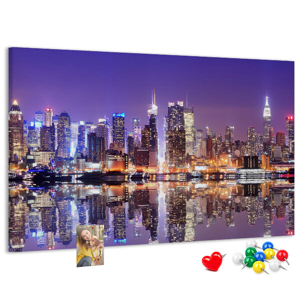 Cork display board New York at night