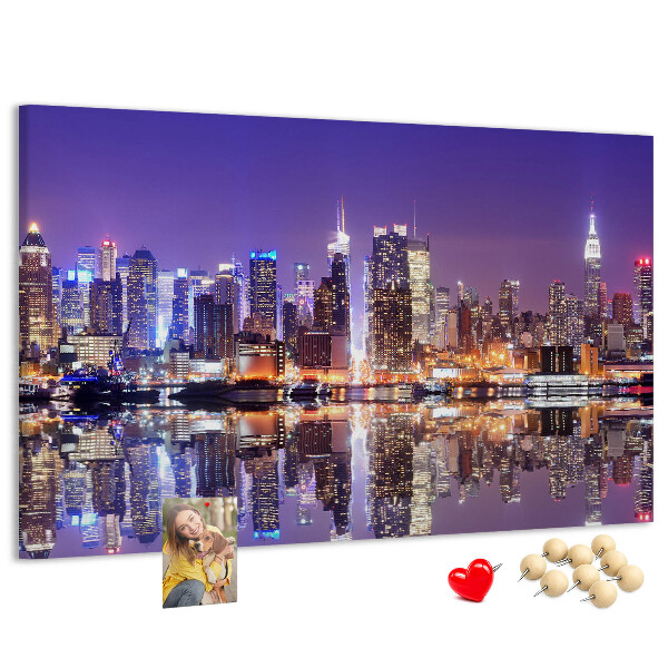 Cork display board New York at night
