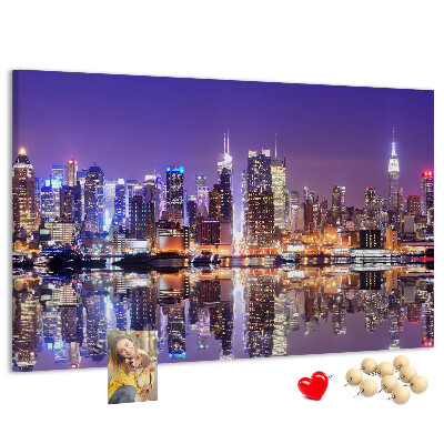 Cork display board New York at night