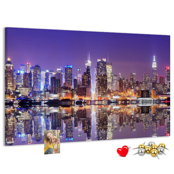 Cork display board New York at night