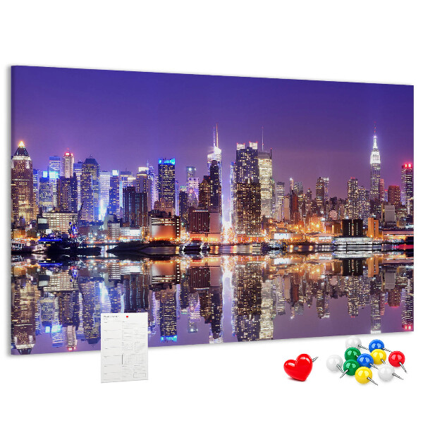 Cork display board New York at night