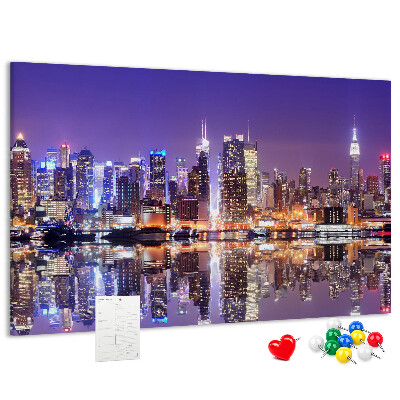 Cork display board New York at night