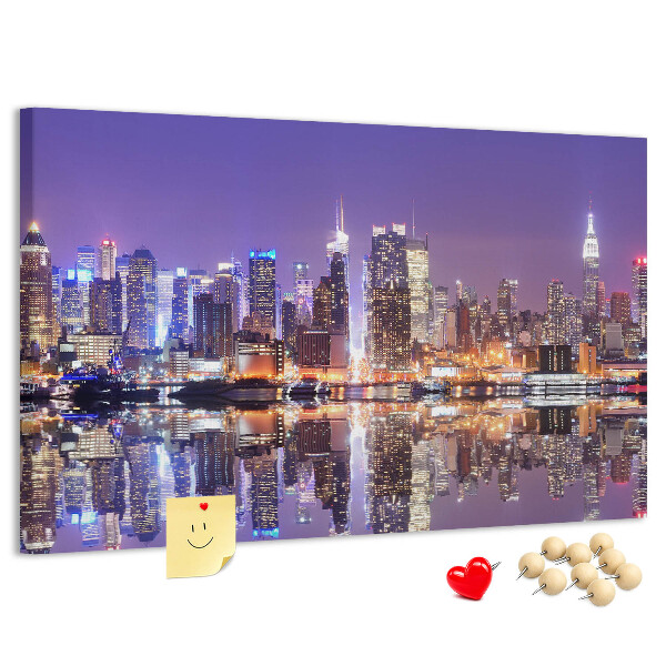 Cork display board New York at night