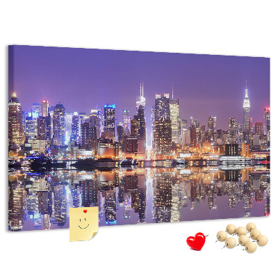 Cork display board New York at night