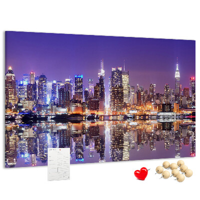 Cork display board New York at night
