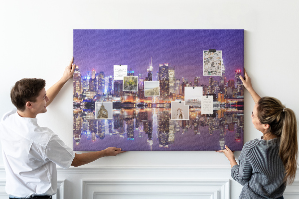 Cork display board New York at night