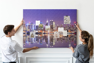 Cork display board New York at night