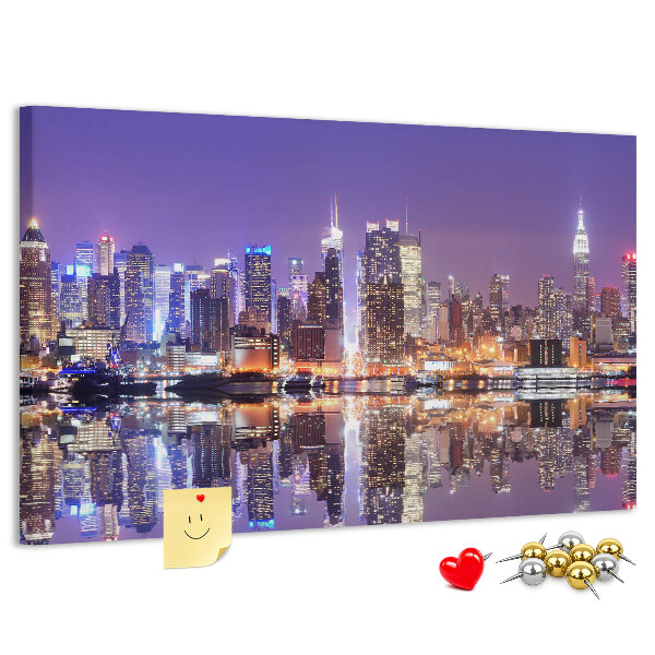 Cork display board New York at night