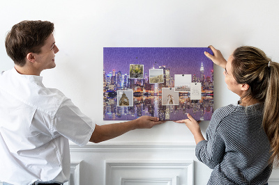 Cork display board New York at night