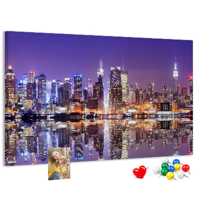 Cork display board New York at night