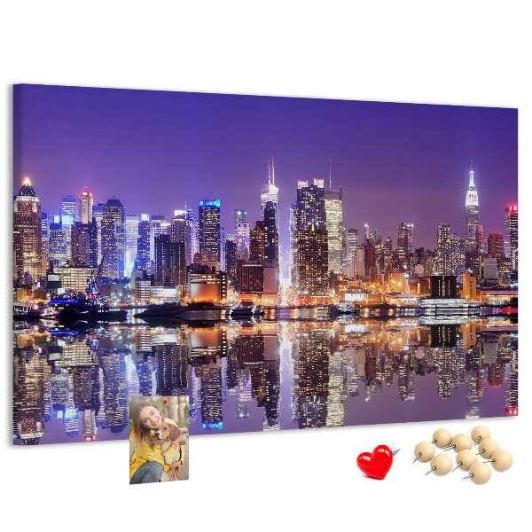 Cork display board New York at night