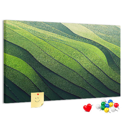 Cork memo board Abstract Green Fields