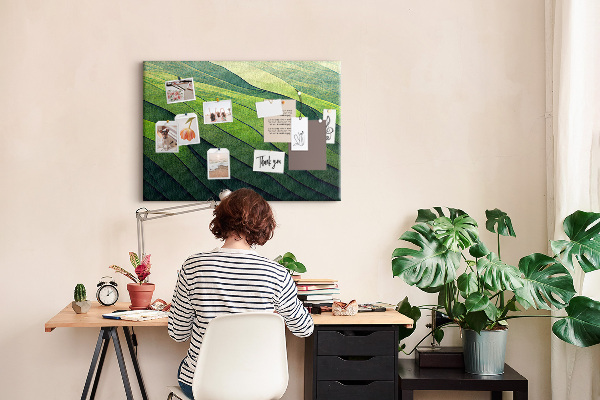 Cork memo board Abstract Green Fields