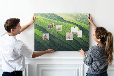 Cork memo board Abstract Green Fields