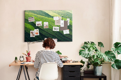 Cork memo board Abstract Green Fields