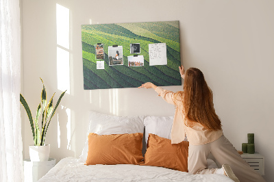 Cork memo board Abstract Green Fields