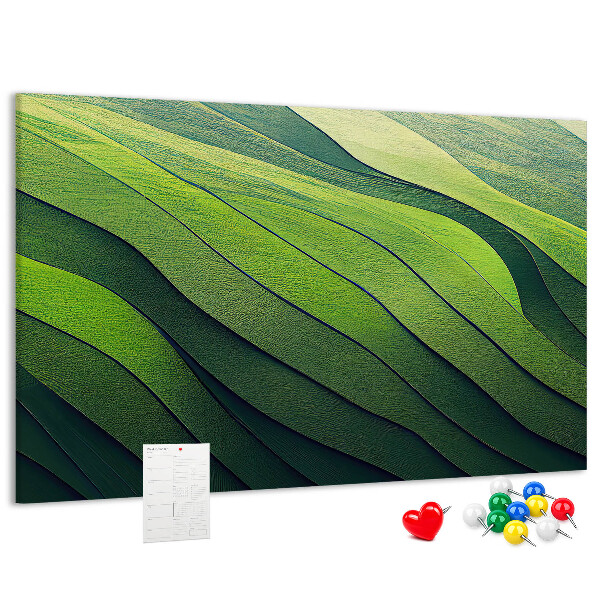 Cork memo board Abstract Green Fields