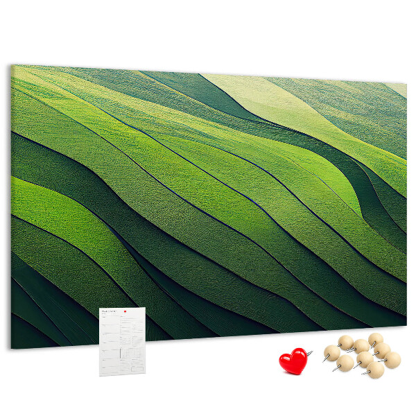 Cork memo board Abstract Green Fields