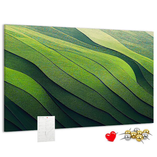 Cork memo board Abstract Green Fields