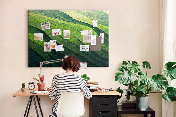 Cork memo board Abstract Green Fields