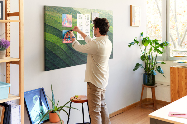 Cork memo board Abstract Green Fields