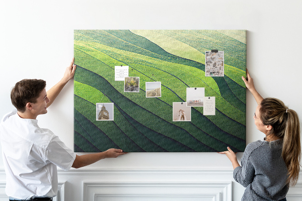 Cork memo board Abstract Green Fields