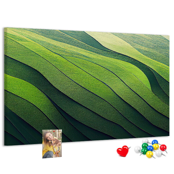 Cork memo board Abstract Green Fields