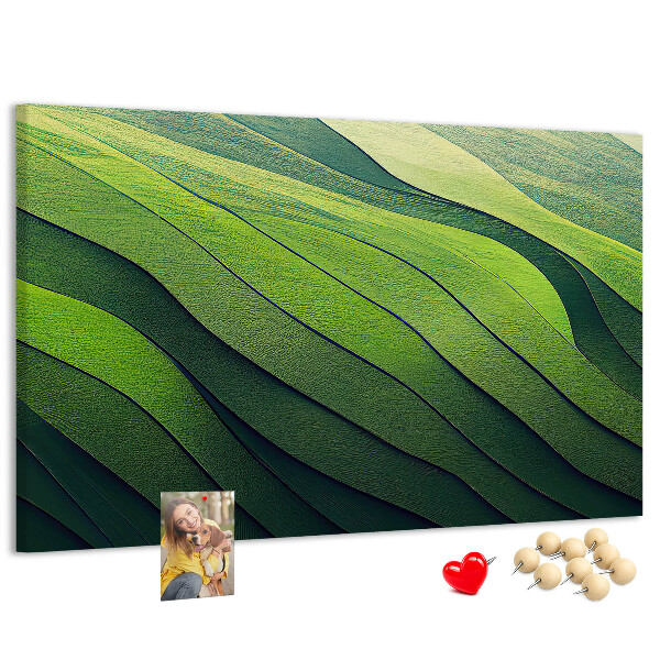 Cork memo board Abstract Green Fields