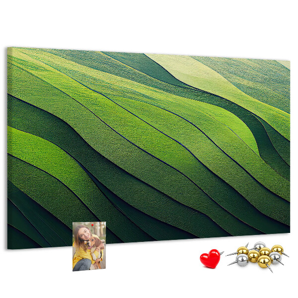 Cork memo board Abstract Green Fields