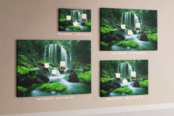 Cork board Waterfall among moss