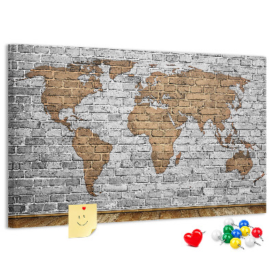 Cork display board Brick world map