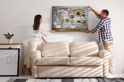 Cork display board Brick world map