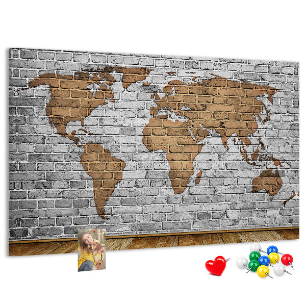 Cork display board Brick world map