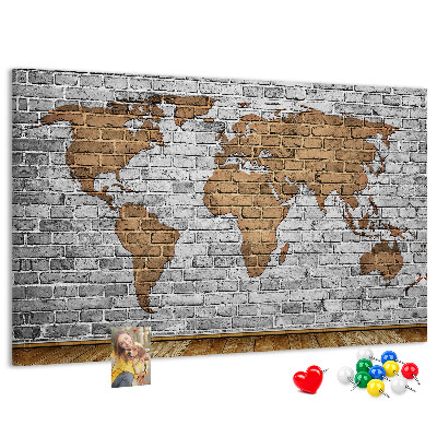 Cork display board Brick world map