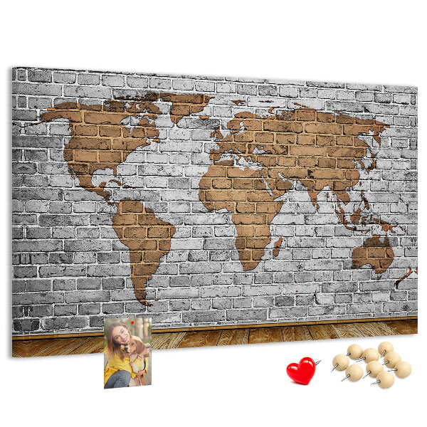 Cork display board Brick world map