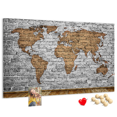 Cork display board Brick world map