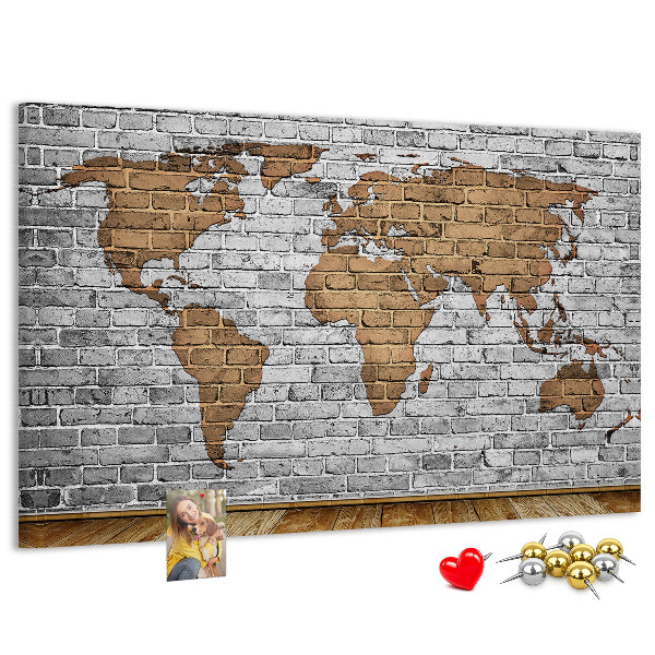 Cork display board Brick world map
