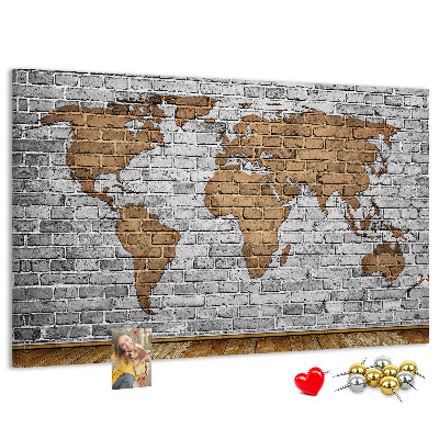 Cork display board Brick world map