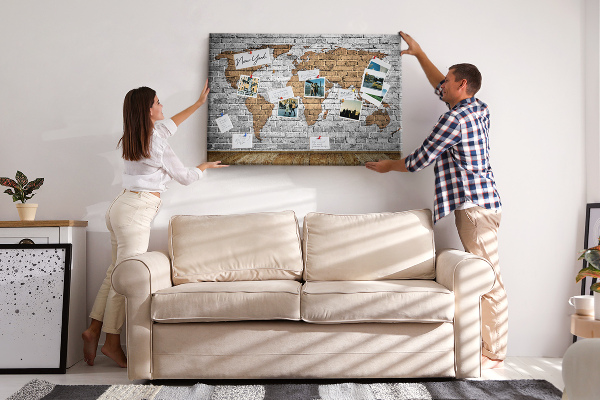 Cork display board Brick world map