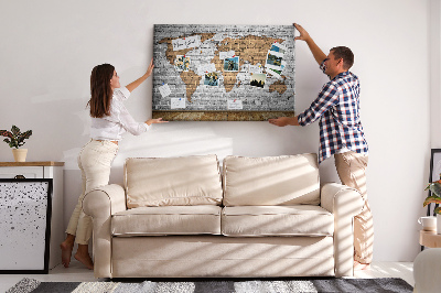 Cork display board Brick world map