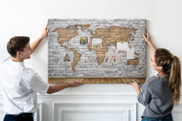 Cork display board Brick world map