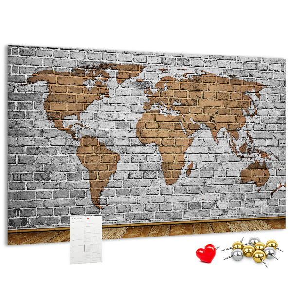 Cork display board Brick world map