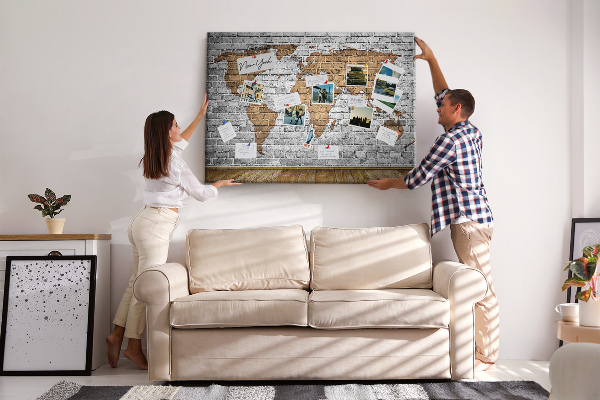 Cork display board Brick world map
