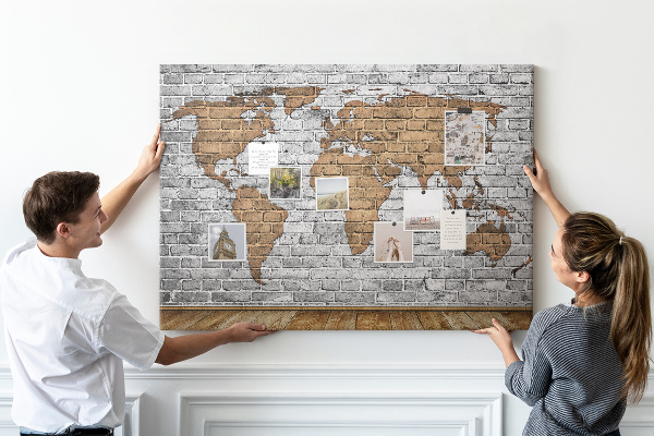 Cork display board Brick world map