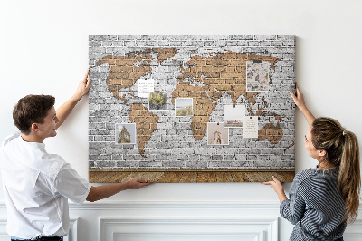 Cork display board Brick world map