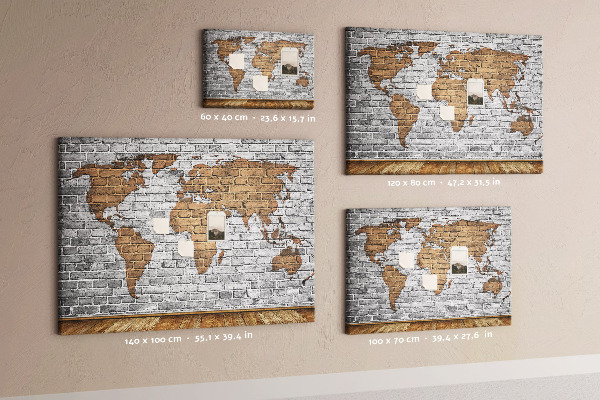 Cork display board Brick world map