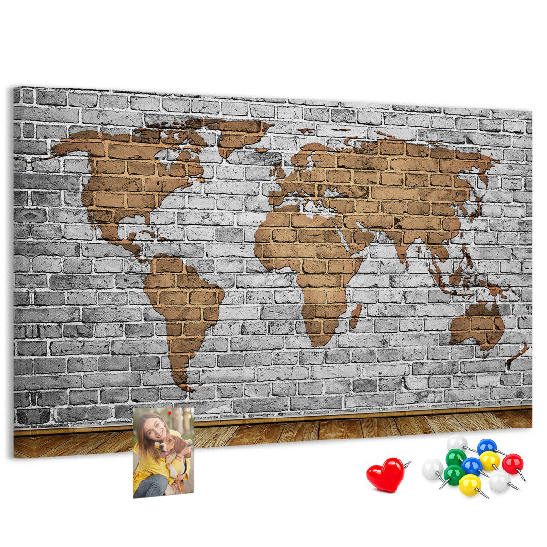 Cork display board Brick world map