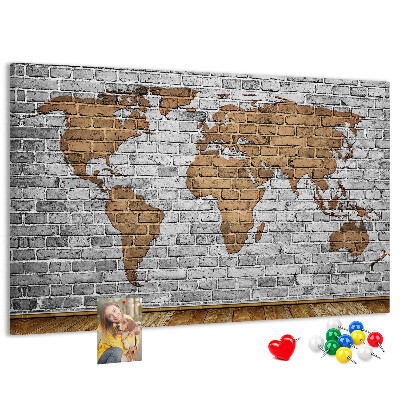 Cork display board Brick world map
