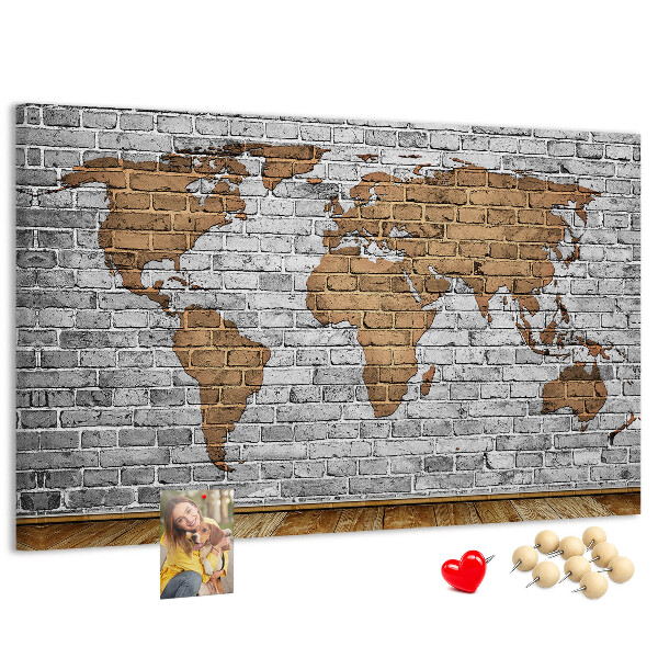 Cork display board Brick world map