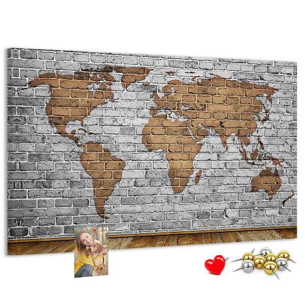 Cork display board Brick world map